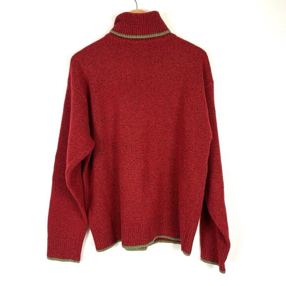 Lucky Brand Lambswool Sweater Red Turtleneck Vintage Hong Kong sz XL Festive - Picture 5 of 7